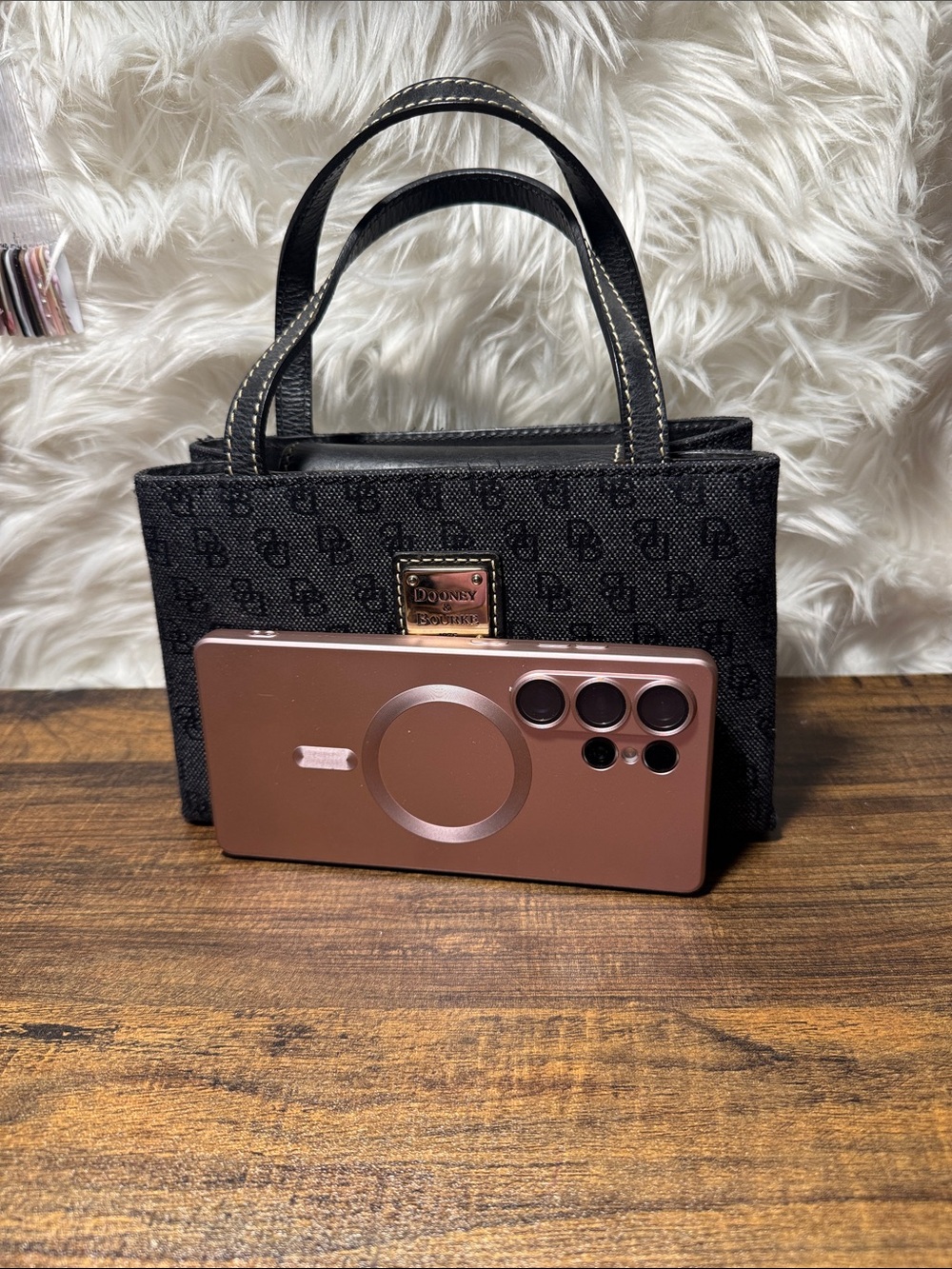 Dooney & Bourke Black Logo Mini Tote with Top Handles